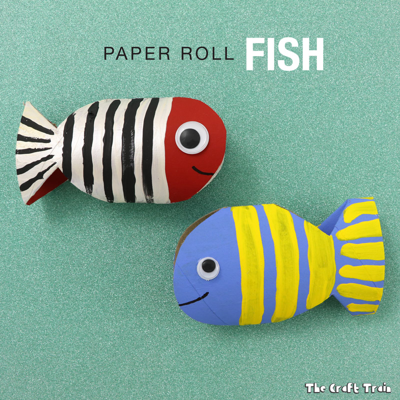 A simple fish craft made from a cardboard tube using a flatten and cut technique