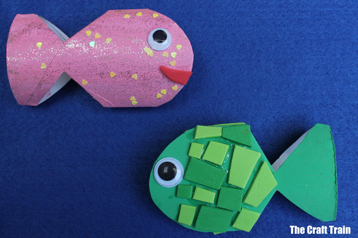 kid made paper roll fish craft