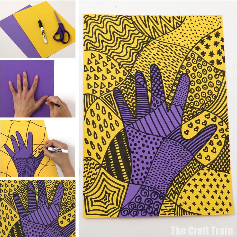 Handprint doodle art project for kids