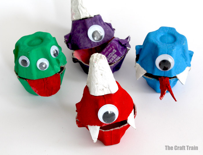 cute handmade monster treat holders made from egg cartons