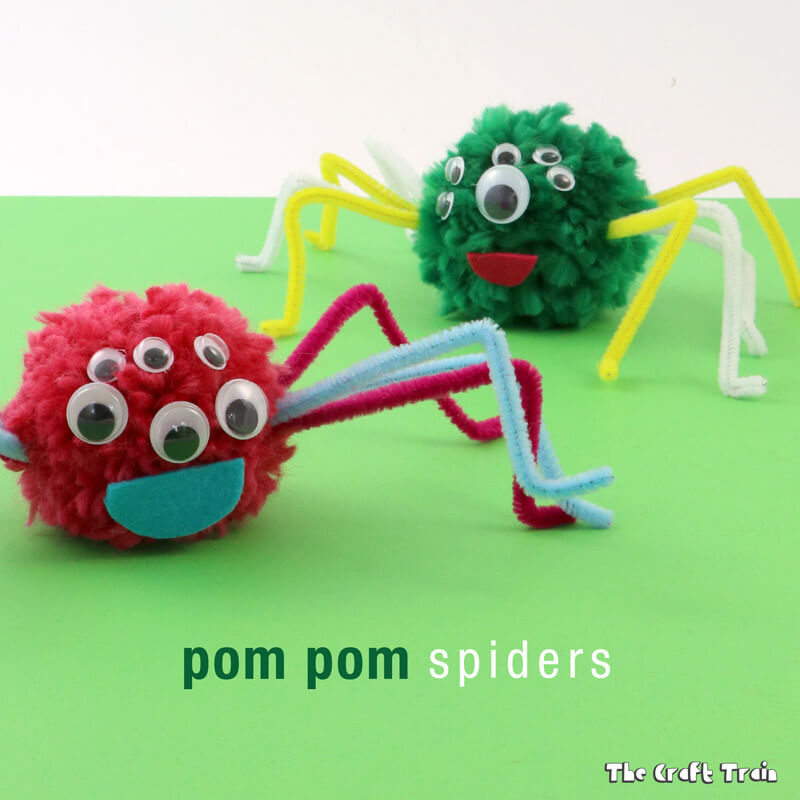 Make a cute pom pom spider craft for kids
