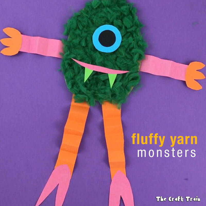 Fluffy yarn monster craft for kids