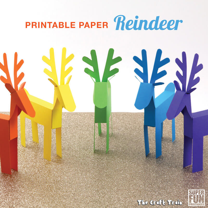 Printable paper reindeer craft for kids