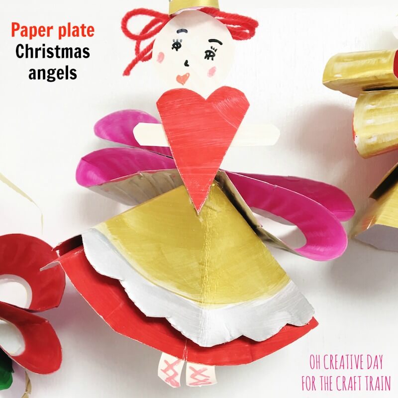 paper plat Christmas angels craft for kids by Oh Creative Day for The Craft Train