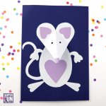 3D paper mouse craft with printable template #Valentines day #papercraft #kidscarft #animalcraft