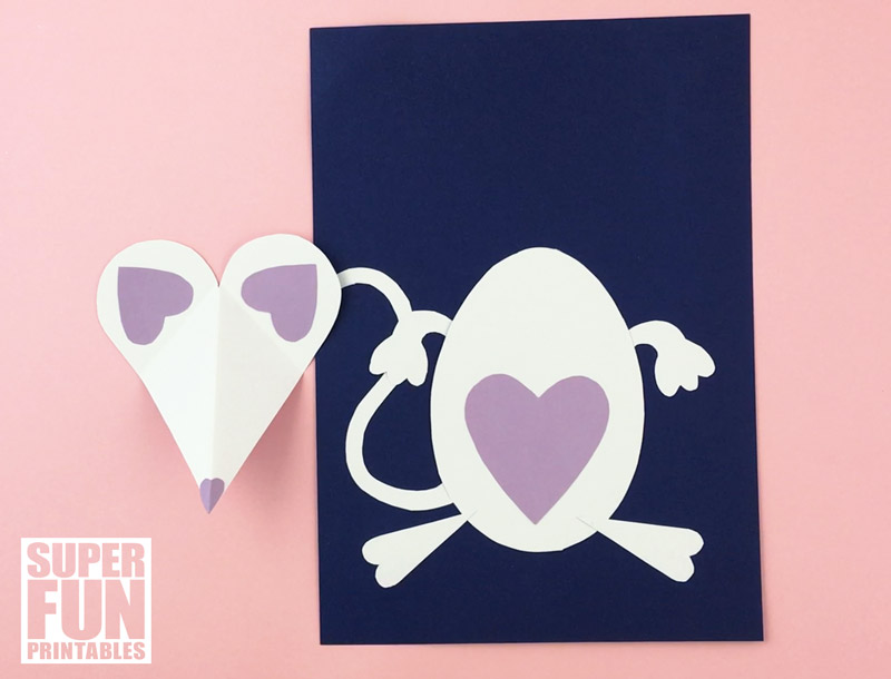 3D paper mouse craft for Valentines Day