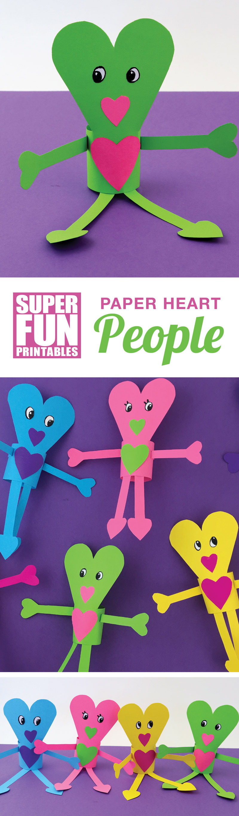 Paper Heart People Valentines craft for kids