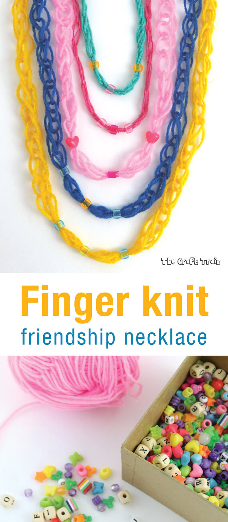 How to make a finger knit friendship necklace #yarn #yarncrafts #kidscrafts #friendship