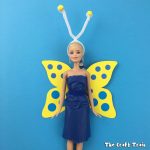 Easy Barbie butterfly outfit DIY, made from paper with printable template for the wings #butterfly, #barbie #dolls #springcrafts