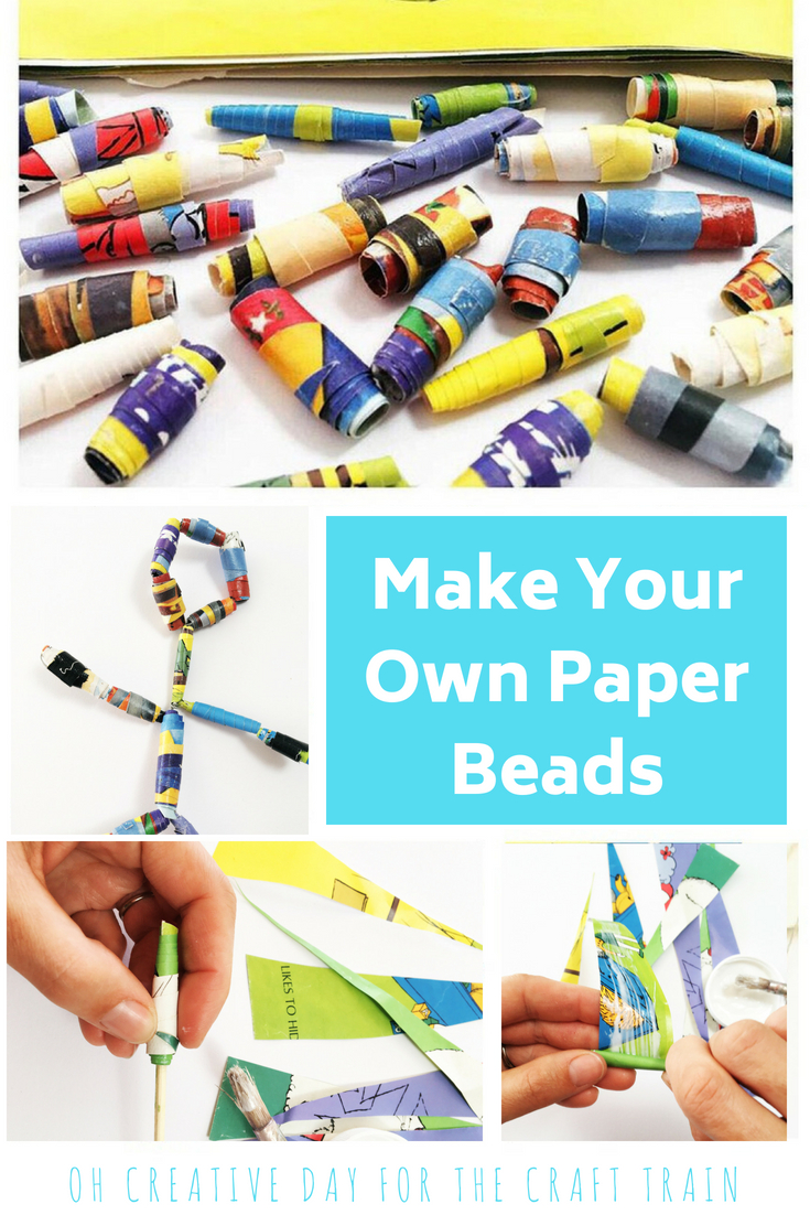 How to make paper beads by upcycling old picture books. This is a fun kids craft idea for all ages #papercraft #kidscraft #upcycling #paperbeads #easycrafts