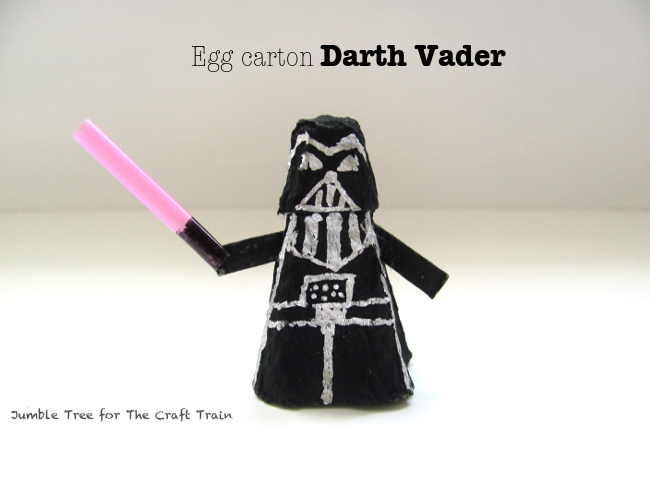 Darth Vader egg carton craft for kids, by Jumbletree for THe Craft Train #starwars #kidscrafts #darthvader #eggcartons