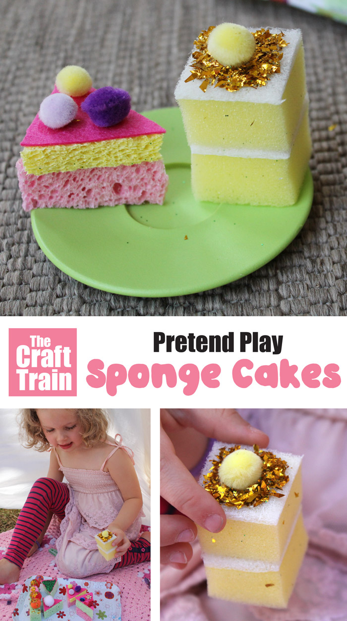 pretend play sponge cakes – a fun and easy sponge craft for kids