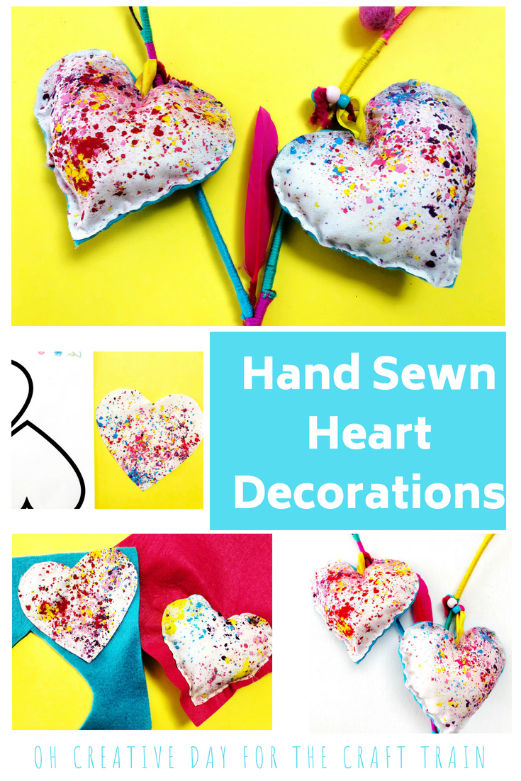 Make a hand sewn heart pillow with this printable template #heart #sewing #kidssewing #fabric