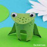 Paper roll frog craft for kids. Make a cute frog using the printable shape outline. THis is a fun craft idea for Spring or for kids learning about Lifecycles or frogs #frogcraft #frog #Kidscraft #paperroll #animalcraft #Spring #lifecycle