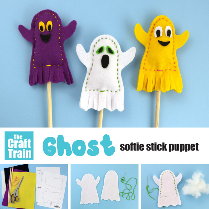 ghost softie stick puppets