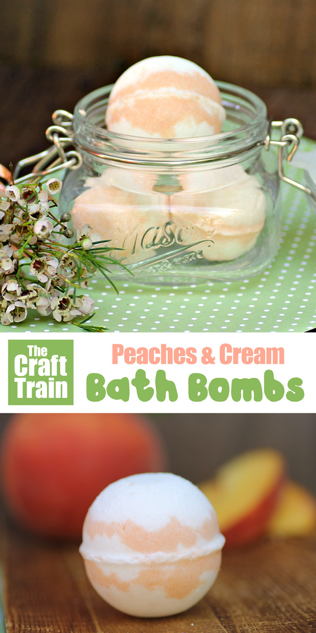 Peaches and cream bath bombs recipe. This would make a lovely teacher gift, or a handmade gift for Mum or a friend #handmadegifts #bathbombs #giftideas