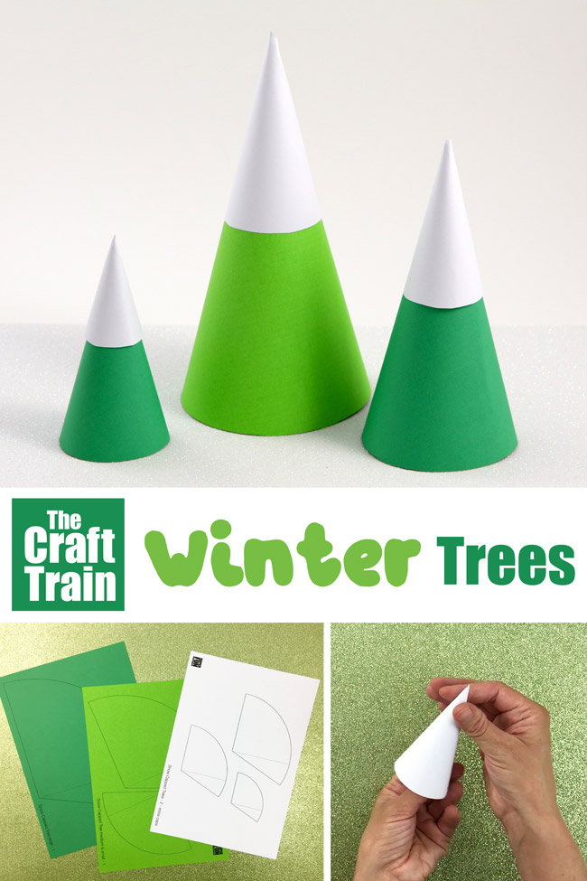 Simple winter tree paper craft from cones with printable template #wintercraft #papercraft #winter #tree #treecraft #kidscraft #Christmascraft #christmastree #easycraft #smallworld