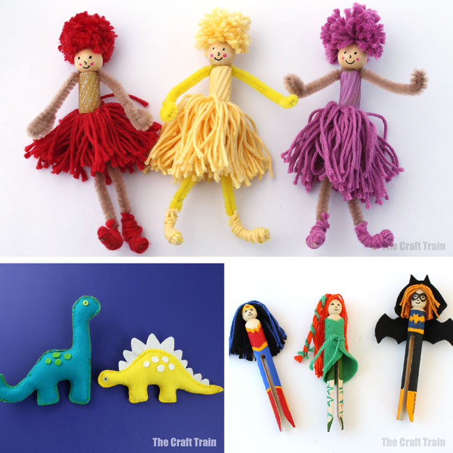 50 fun DIY toys for kids including games you can make, toys for pretend play, imaginary play, STEM crafts and more #imaginaryplay #handmadetoys #pretendplay #diytoys #craftsforkids #play #kidsactivities #creativekids #toys #spongecrafts