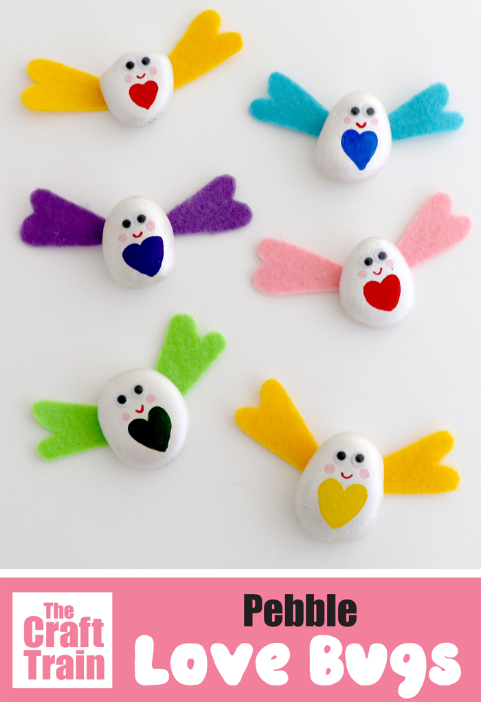 pebble love bugs Valentines craft for kids