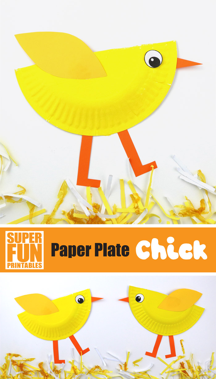 cute and easy paper plate chick craft for kids, great Spring craft idea