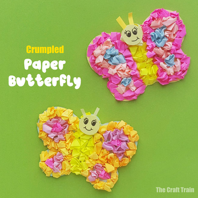 Paper butterfly craft for kids using paper crumpling technique #kidscrafts #spring #butterflycraft #butterflies #easycrafts #kidsactivities #kidsideas
