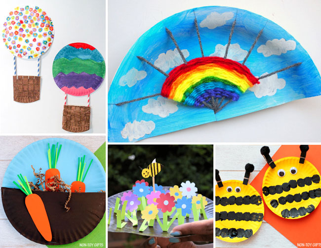 Spring themed paper plate crafts for kids #paperplates #spring #easycrafts #kidscrafts