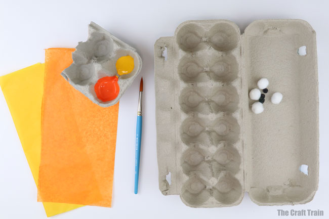 How to make an egg carton goldfish - process