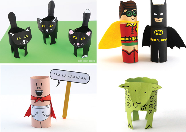 Character crafts made from paper rolls