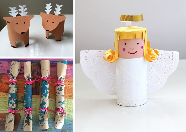 Chirstmas crafts made from paper rolls