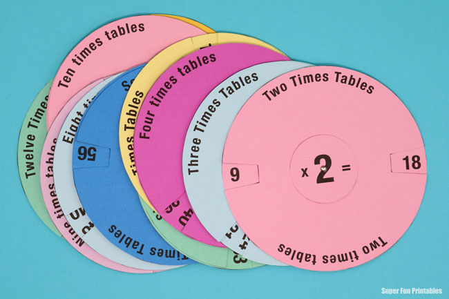 DIY spinners for learning multiplication tables – printable template available #timestables #multiplication #learning #kidscrafts #educationprintables #multiplicationtables #superfunprintables