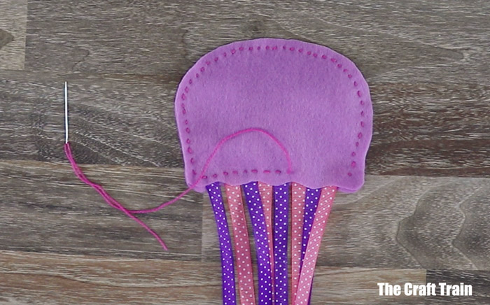 steps to make a jellyfish - sew the body together
