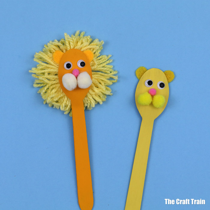 Lion spoon puppet craft for kids