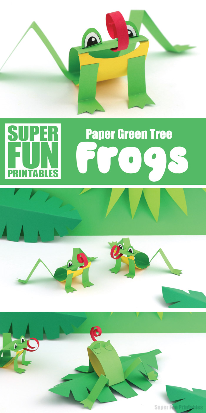 How to make a paper frog. This is a printable paper frog template based on the green tree frog from Tropical North Queensland, and is one of a series of Daintree Animal crafts for kids #papercrafts #frogcraft #kidscraft #kidsactivities #diantreerainforest #australiananimals #thecrafttrain #superfunprintables