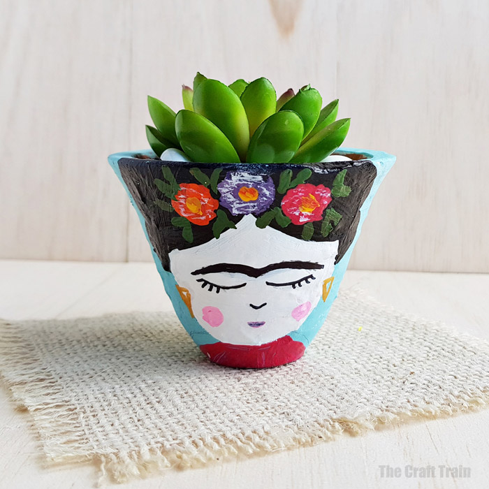 Frida Kahlo DIY succulent planter