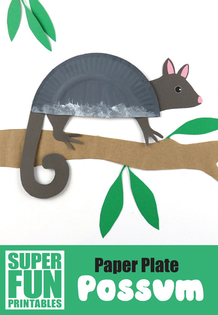Easy paper plate craft for kids - make a paper plate possum based on the Ring Tailed possum species from Australia. THis is a fun Australian animal craft idea with a printable template available #possum #ringtailedpossum #australiananimals #animalcrafts #paperplates #paperplatecrafts #kidsactivities #kidscrafts #printablecrafts #superfunprintables #thecrafttrain