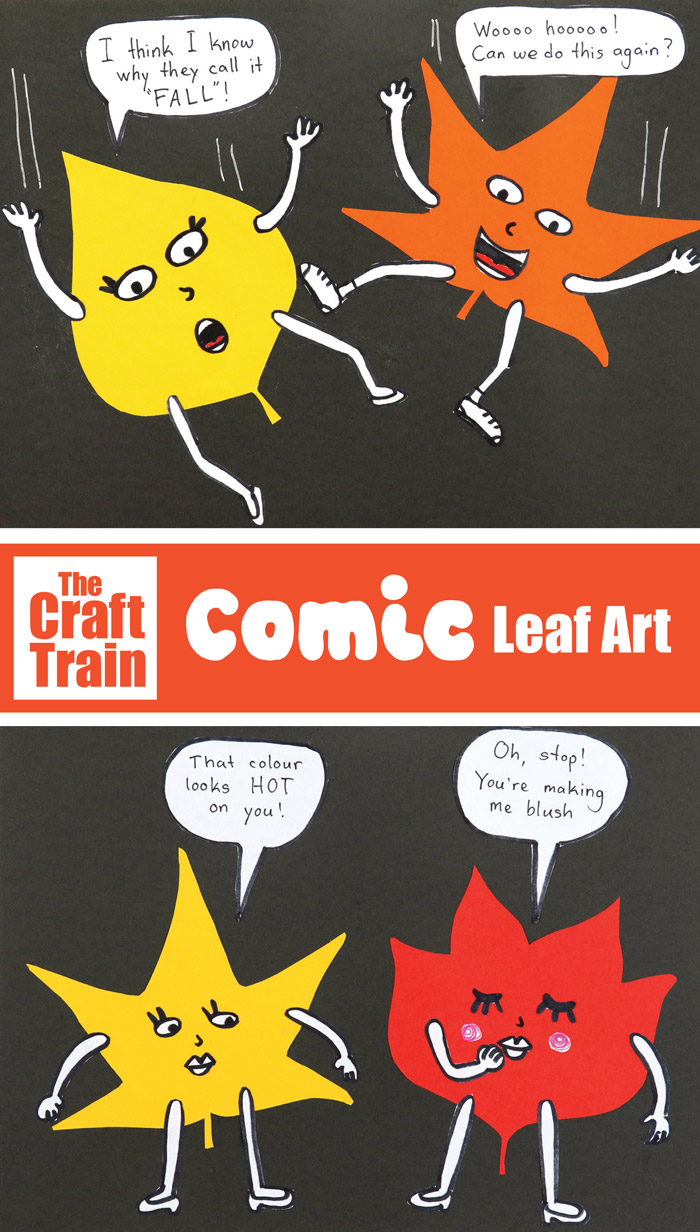 Comic leaf art activity for kids #autumn #fall #fallart #kidsact #cartoon #cartoonart #creativfun #kidscrafts #printable #fall #thecrafttrain