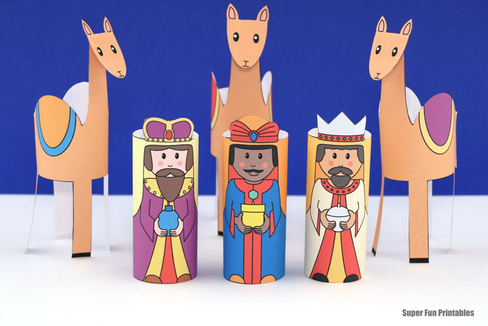 The three wise kings craft from the Christmas nativity - printable template available