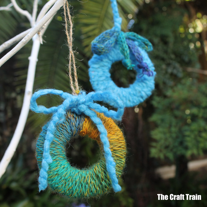 Yarn wreath ornaments