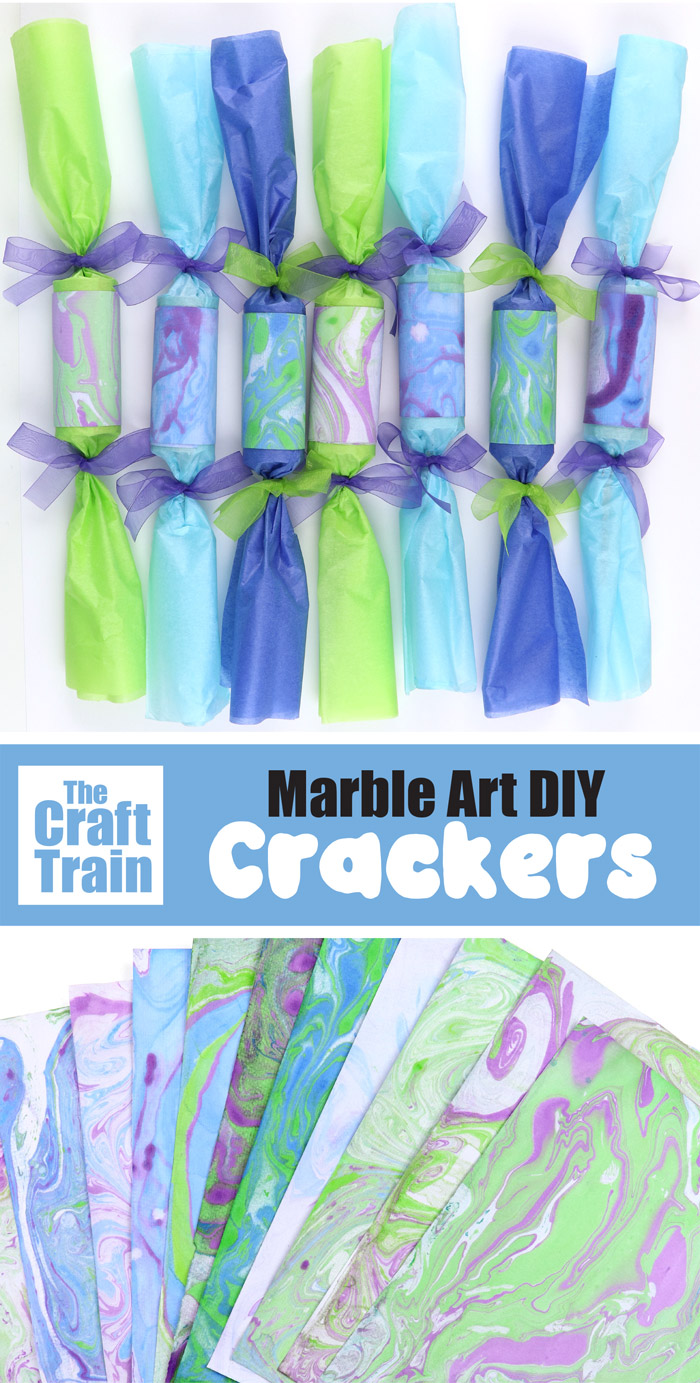 Easy marble art Christmas crackers kids can make