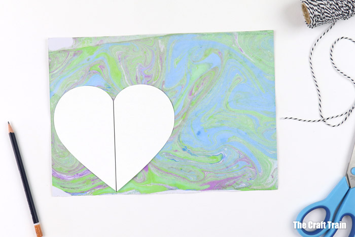marbled heart card idea for kids steps
