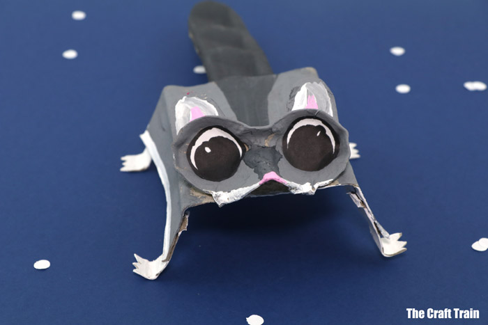 Cute sugar glider craft idea for kids from a recycled egg carton