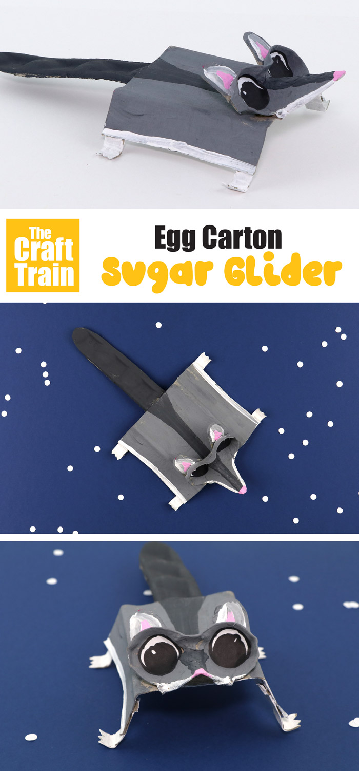 Egg carton sugar glider craft for kids