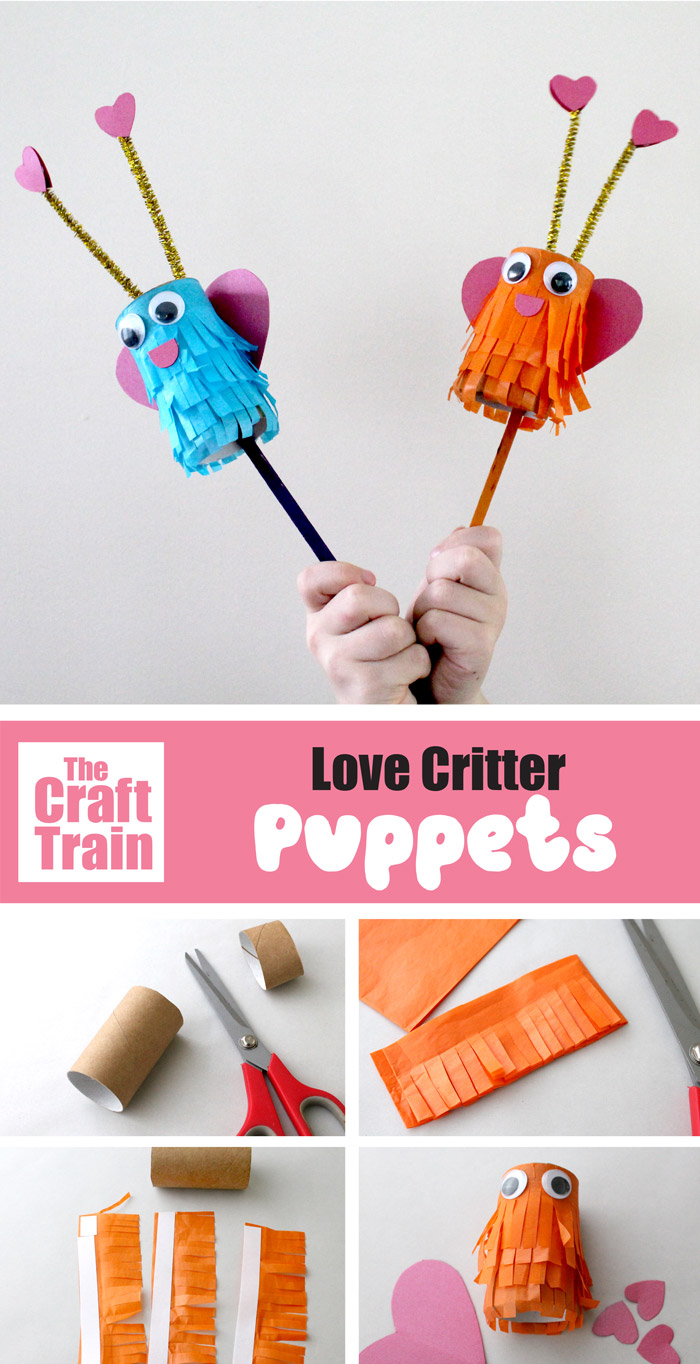 Cute love critter puppets Valentines day craft for kids