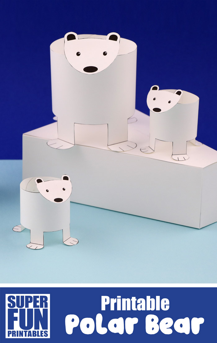 Printable polar bear craft for kids - make a mother bear with baby cubs using our printable template