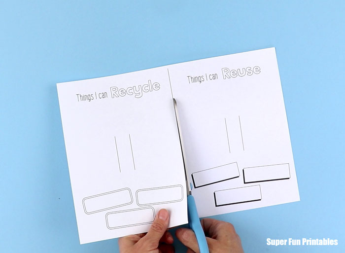 cut the pages in half to create the pop up book pages