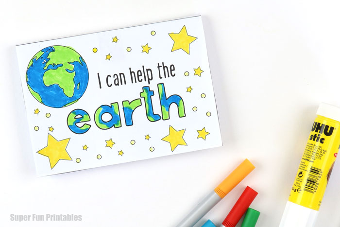 Earth day printable activity for kids - make an I can help the Earth pop up book