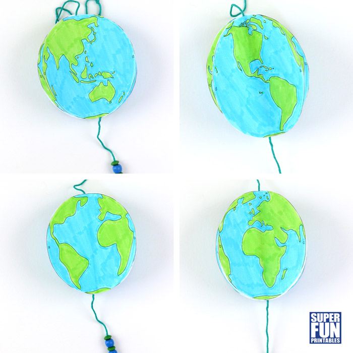 planet earth spinning craft for kids with printable template