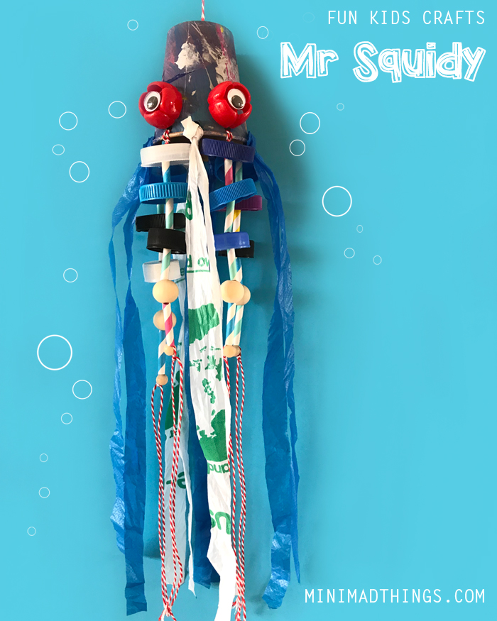 Recycled plastic craft idea for kids - recycled squid craft