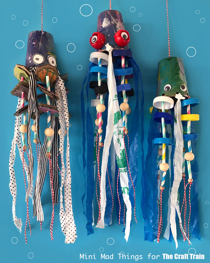 recycled plastic squid craft for kids – perfect for Earth Day