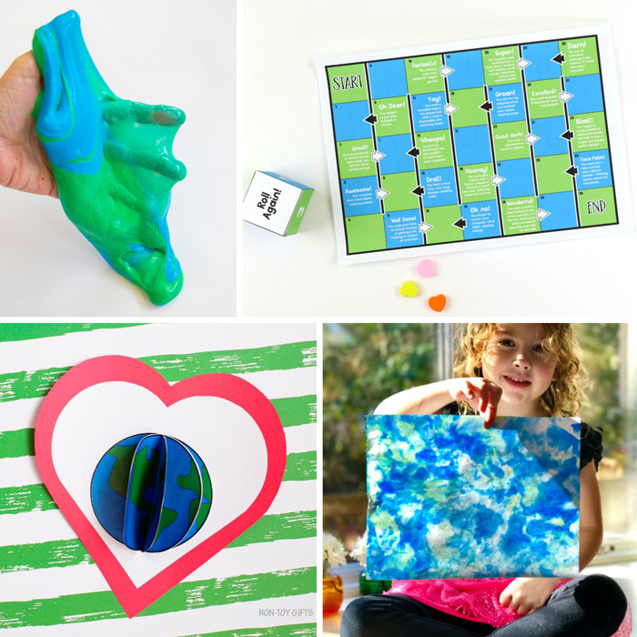 earth day slime, earth day board game, earth day paper craft, earth day marble painting
